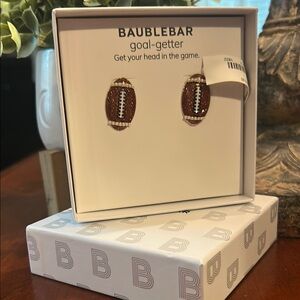 BaubleBar Brown and White Football Stud Earrings
